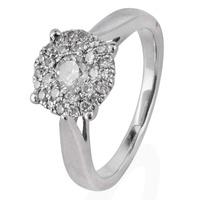 pre owned 18ct white gold diamond cluster ring 4112056