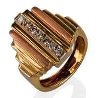 Pre-Owned 14ct Two Colour Gold Single Row Diamond Ring 4332389