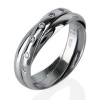 pre owned 18ct white gold six stone triple band ring 4185468