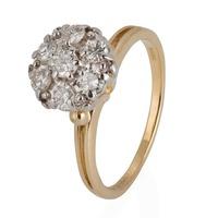 Pre-Owned 9ct Yellow Gold Seven Stone Diamond Cluster Ring 4332863