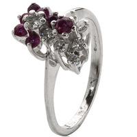 Pre-Owned 9ct White Gold Ruby and Diamond Cluster Ring 4332830