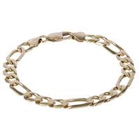 Pre-Owned 9ct Yellow Gold Mens Figaro Bracelet 4174855