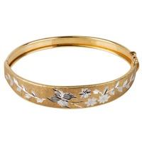 pre owned 9ct two colour gold diamond cut bangle 4121679