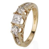Pre-Owned 9ct Yellow Gold Three Stone Diamond Ring 4332729