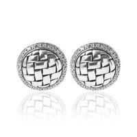 pre owned sterling silver diamond set plaited stud earrings 4325135