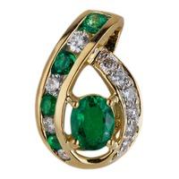 Pre-Owned 18ct Yellow Gold Emerald and Diamond Pendant 4314110