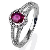 Pre-Owned 18ct White Gold Ruby and Diamond Cluster Ring 4332285