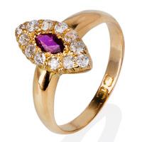 Pre-Owned 18ct Yellow Gold Ruby and Diamond Marquise Cluster Ring 4148965