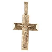 Pre-Owned 9ct Yellow Gold Large Bark Effect Crucifix Pendant 4156525