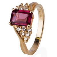 Pre-Owned 14ct Yellow Gold Garnet and Diamond Twist Ring 4332681