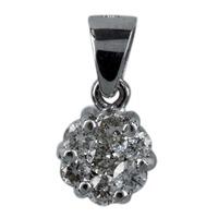 pre owned 14ct white gold diamond set cluster pendant 4314009