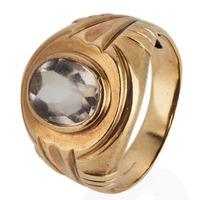 pre owned 9ct yellow gold mens stone set signet ring 4315130