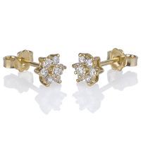 Pre-Owned 18ct Yellow Gold Diamond Set Flower Stud Earrings 4333208