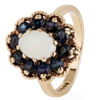 Pre-Owned 9ct Yellow Gold Opal and Sapphire Cluster Ring 4146930