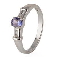 Pre-Owned 9ct White Gold Tanzanite and Diamond Ring 4111197