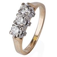 Pre-Owned 9ct Yellow Gold Diamond Trilogy Ring 4332763