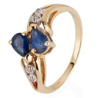 pre owned 9ct yellow gold sapphire and diamond ring 4311874