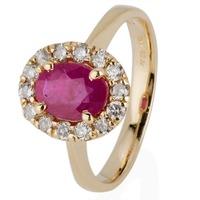 Pre-Owned 14ct Yellow Gold Ruby and Diamond Cluster Ring 4328019