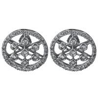 pre owned 14ct white gold diamond set cutout stud earrings 4333219