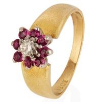 Pre-Owned 18ct Yellow Gold Ruby and Diamond Cluster Ring 4111292