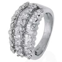 Pre-Owned 18ct White Gold Five Row Diamond Half Eternity Ring 4328197