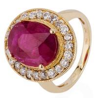 pre owned 14ct yellow gold ruby and diamond cluster ring 4328025