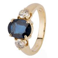 Pre-Owned 14ct Yellow Gold Sapphire and Diamond Three Stone Ring 4328170