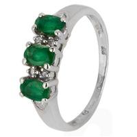 Pre-Owned 14ct White Gold Emerald and Diamond Nine Stone Ring 4332842