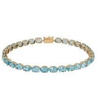 Pre-Owned 9ct Yellow Gold Blue Topaz Tennis Bracelet 4128985