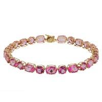 Pre-Owned 9ct Yellow Gold Pink Topaz Tennis Bracelet 4128972