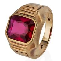 Pre-Owned 9ct Yellow Gold Mens Stone Set Signet Ring 4315133
