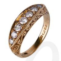 pre owned 9ct yellow gold seven stone diamond ring 4148784