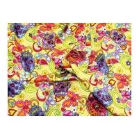 psychedelic skulls print cotton poplin fabric yellow