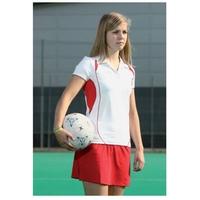 PT Ladies Polo Shirt Small White/Red