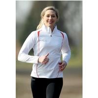 PT Ladies Running L/S 1/4 Zip Top White/Sun Orange UK Size 14 38inch