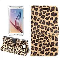 pu leather and plastic body leopard grain design for samsung galaxy s6