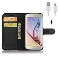 PU Leather Flip Wallet Case with USB Cable for Samsung Galaxy S5/S6/S6 Edge/S6 Edge /S7/S7 Edge(Assorted Colors)