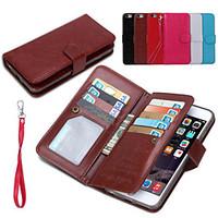 PU Leather 2 in 1 Detachable Phone Cases and Back Cover Protective Shell with Wallet 9 Card Slot for iPhone 6S Plus