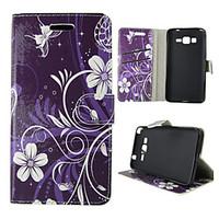 Purple White Flowers PU Leather Flip Case with Magnetic Snap and Card Slot for Samsung Galaxy A3(2016)/A5(2016)/A3/A5