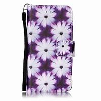 Purple Chrysanthemum Painting PU Phone Case for apple iTouch 5 6