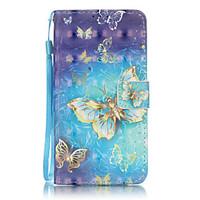 PU Leather Material 3D Painting Gold Butterfly Pattern Phone Case for Huawei P9 Lite