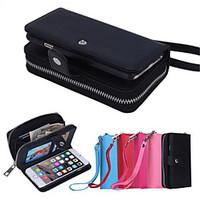 PU Leather Special Design Litchi grain fission sealing zipper purse holster iPhone 6 Plus