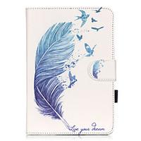 PU Leather Material Blue Feather Embossed Pattern Tablet Sleeve for iPad mini 1 / 2 / 3