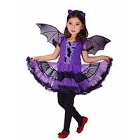 Purple Batgirl Cosplay Costume Girls Vampire Dress For Children Halloween Party Clothing For Girls New Years Christmas Bat Dress