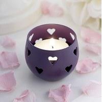 Purple Heart Detail Metal Tea Light Candle Holder