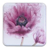 Purple Poppy Floral Notelet Tin