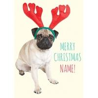 Pug | Personalised Christmas Card | CH1052