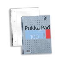 Pukka Pad Editor Metallic (A4) Pad Wirebound 80gsm Ruled and Margin 4 Hole 100 Pages [Pack 3]