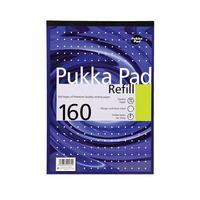 Pukka Pad (A4) Refill Pad Headbound Ruled with Margin Punched 80gsm 160 Pages White (1 x Pack of 6 Pads)