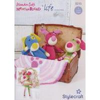 Puppies and Paw Print Blankie in Wondersoft MerryGoRound and Life DK (9215)